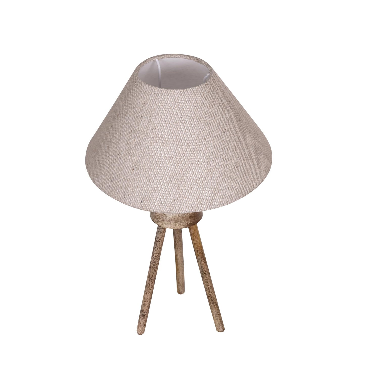 Wood Tripod Small Table Lamps, Rustic Antique Dimmable Bedside Lamp with Linen Lampshade, Nightstand Lamp for Nursery, Bedroom, Kid Room, Living Room,