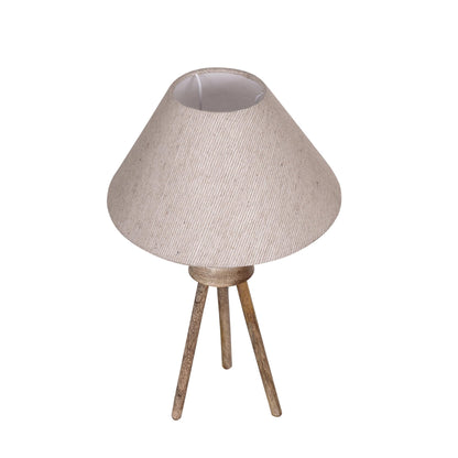 Wood Tripod Small Table Lamps, Rustic Antique Dimmable Bedside Lamp with Linen Lampshade, Nightstand Lamp for Nursery, Bedroom, Kid Room, Living Room,
