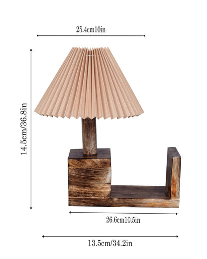 Rustic Book Shelf Table Lamp Bedside Antique Desk Lamps for Living Bedroom Study Night Desk Lamp E27 Holder, Fabric Shade