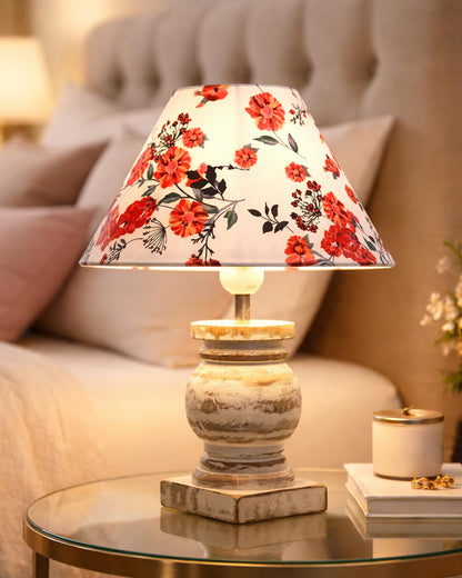 Small Table Lamp for Bedroom Whitewash Distress Living Room Simple Retro Wood Grain Farmhouse Bedside Lamps Suitable for Nightstand, Gift, Trophy, Jute Shade