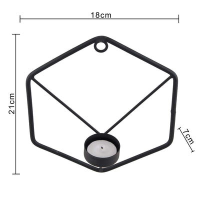 Homesake® Set of 3, Metal Wall Mounted Hexagon Tealight Candle Holder, T-Light Candles, Black, White, Golden (Multi Hexagon Set of 3)