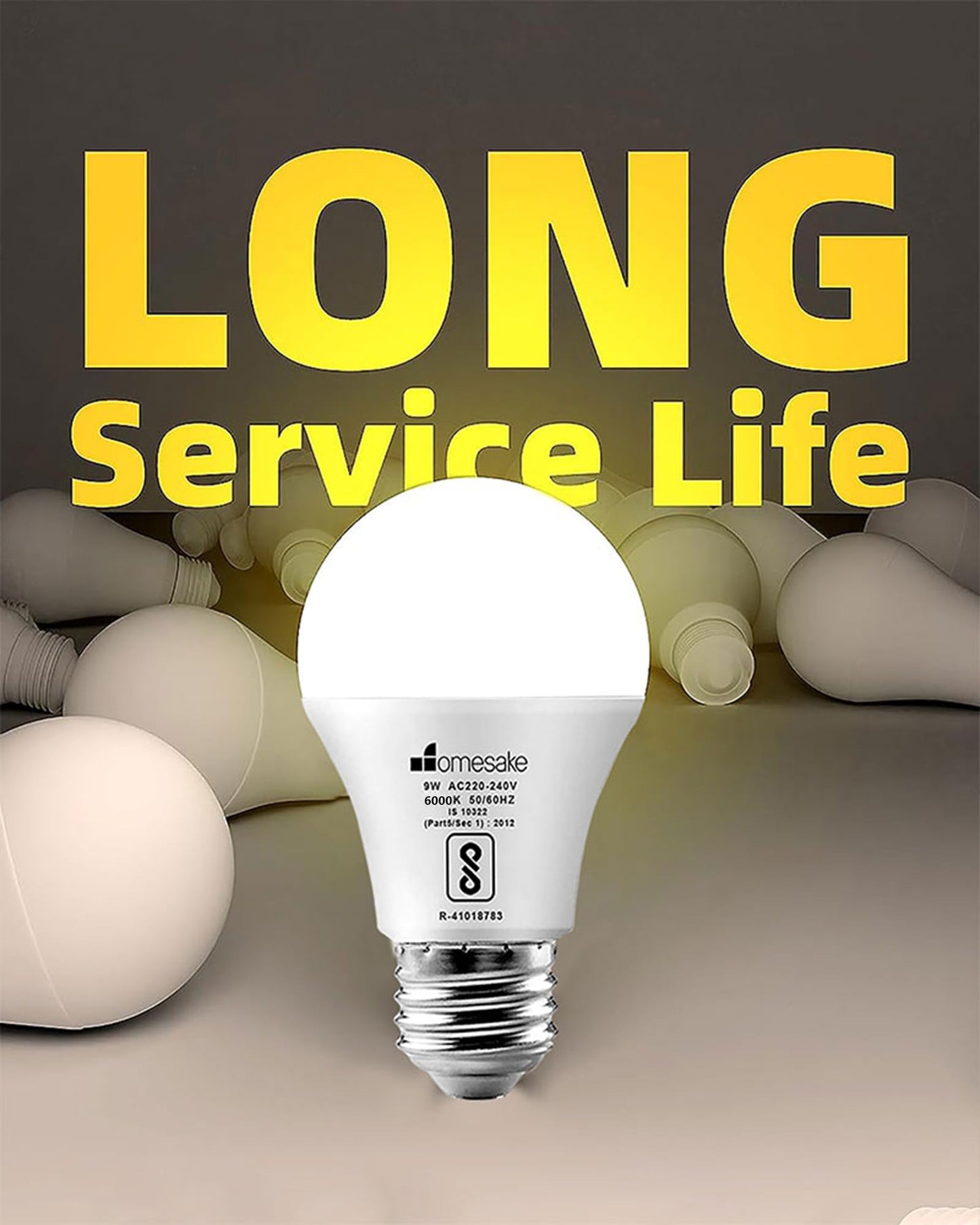 Homesake® E27 LED Light Bulbs Cool White 6000k 9W Standard Edison Base Bulb, for Bedroom Living Room, Energy Saving LED Light Bulb for Home, Office & Study Room