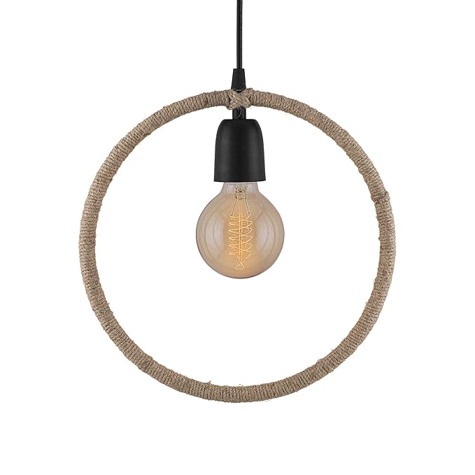 Modern Metal Pendant Lights Hemp Rope Decor Hanging Lamp E27 Loft Ceiling Light with filament bulb