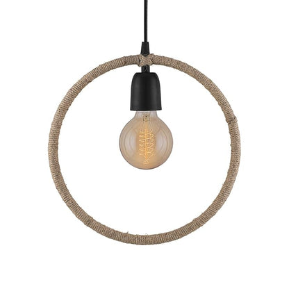 Modern Metal Pendant Lights Hemp Rope Decor Hanging Lamp E27 Loft Ceiling Light with filament bulb