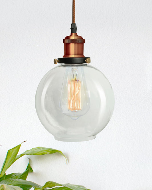 Industrial Kitchen Glass Globe Pendant Light , Antique Filament Hanging Ceiling Fixture