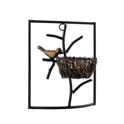 Homesake® Decorative Wall Bird with Nest Leaf Tealight Holder, Antique Metal Wall Scone Candle Holder, Wall Decoration for Living Room Bedroom