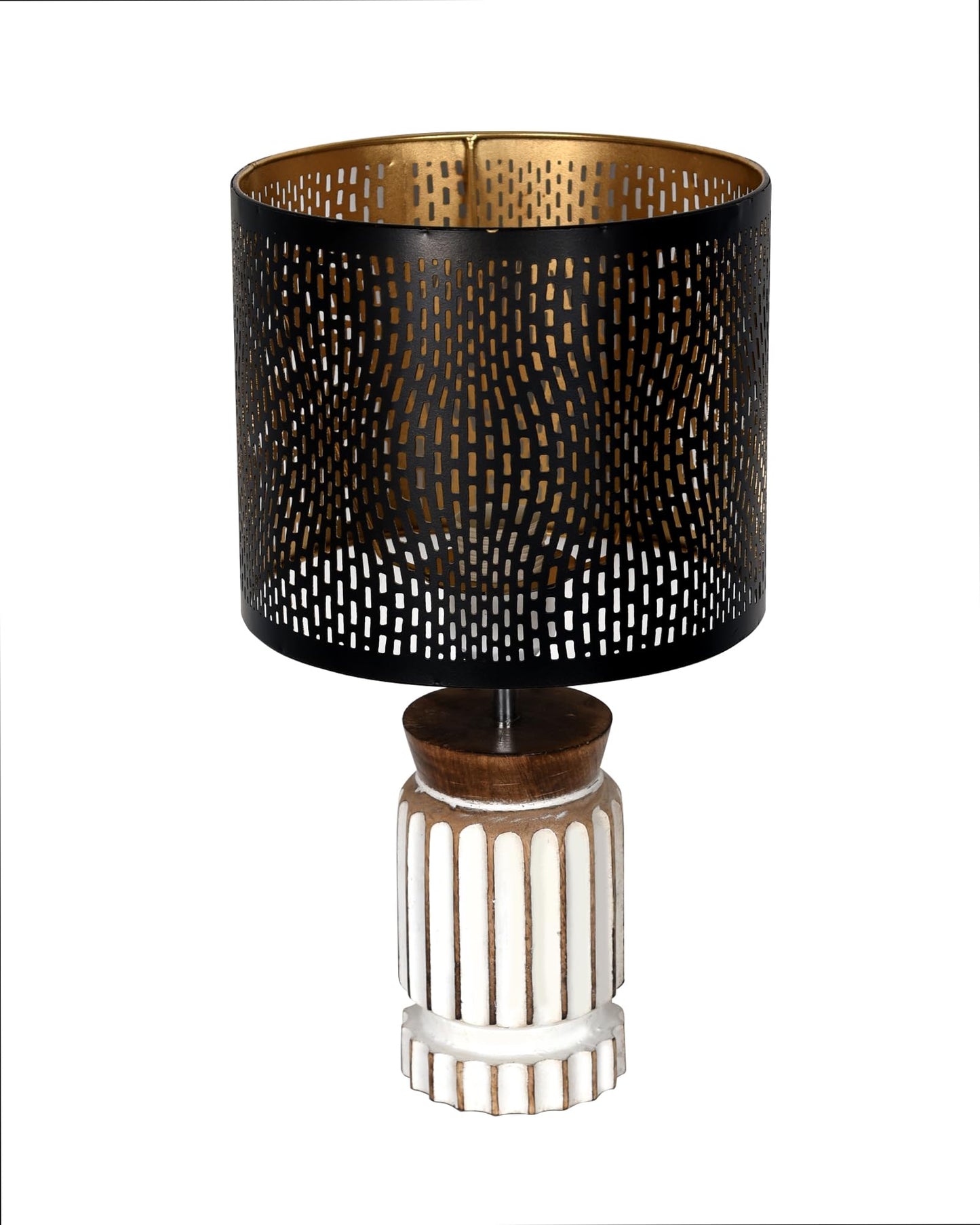 Homesake® Retro Farmhouse Table Lamp Wooden Base for Living Room Bedroom Rustic Linen Bedside Nightstand Lamps for Kids Room Study Office Home Decor Metal Shade