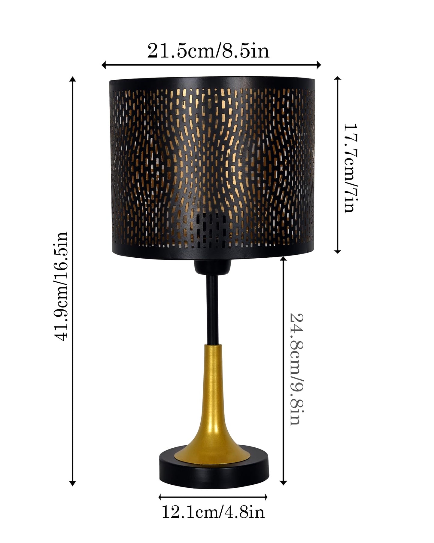 Rustic Farmhouse Metal Table Lamp Fabric Shade for Bedroom Living Room House Home Bedside Nightstand Office Family, Dual Color Trumpet Bell, Jute Cone