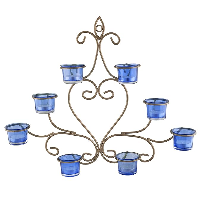 8-Votive Chic Golden Iron Wall Sconce Candle Holder, Candle Tealight Holder,Wall art