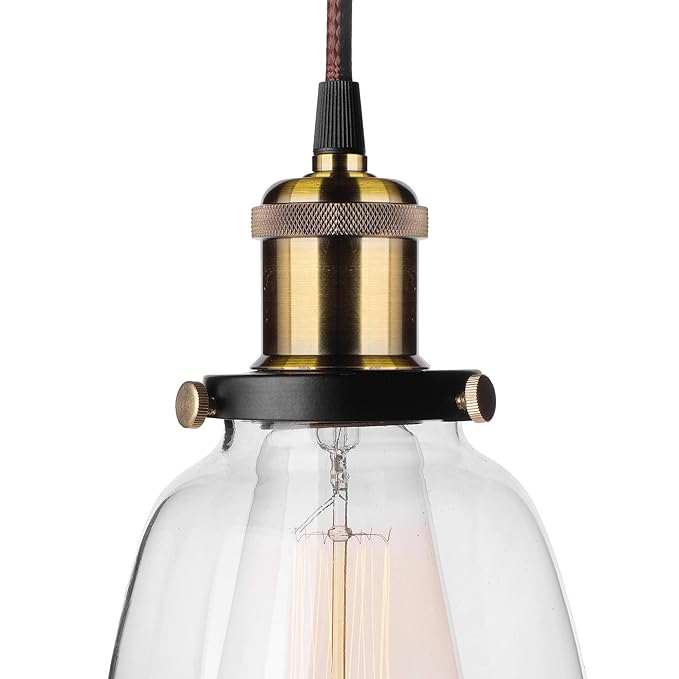 3-Lights Linear Cluster Chandelier Modern Bell Glass Shade Hanging Light, Antique  Socket, E27 Holder, Decorative, Black, URBAN Retro, Nordic Style