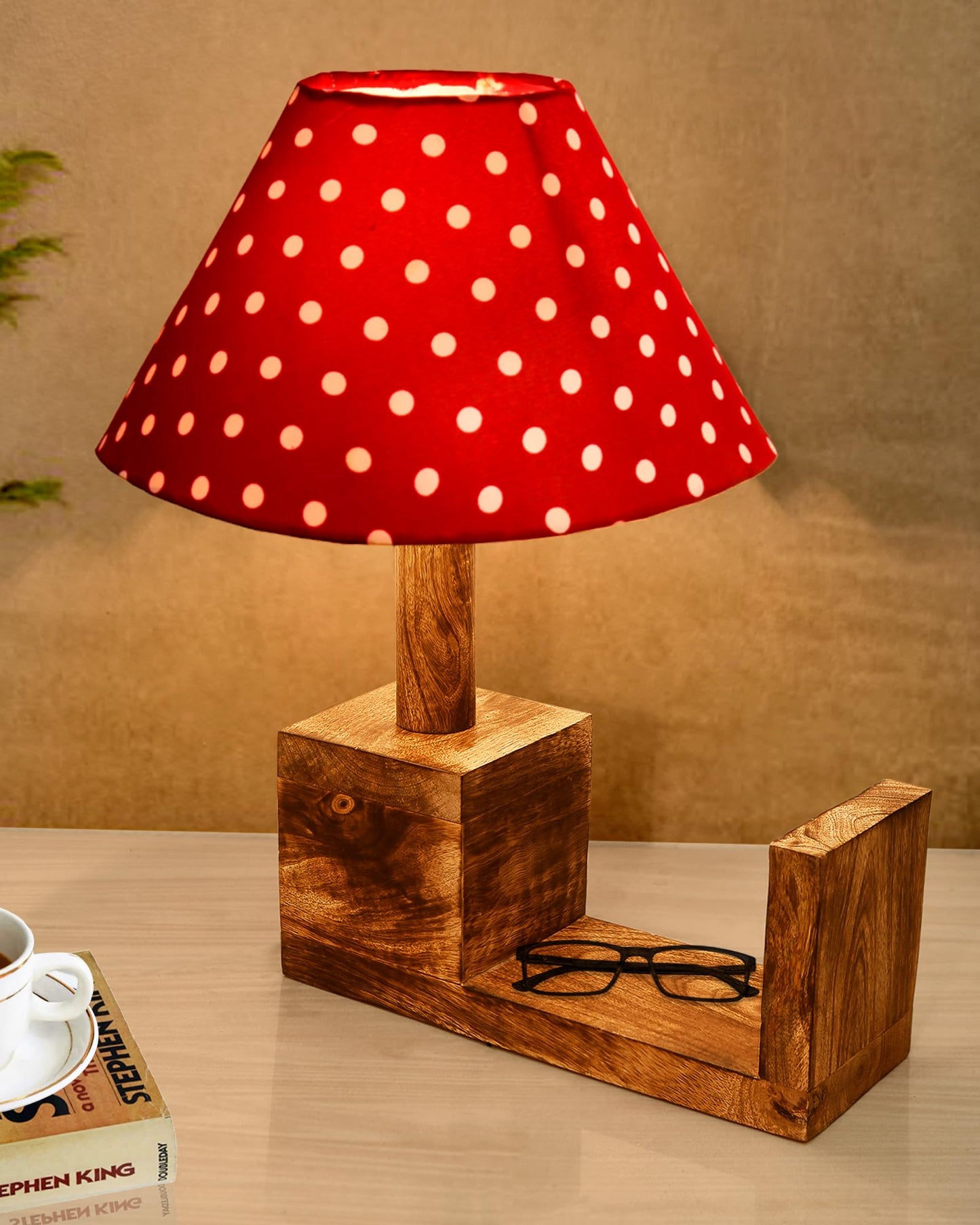 Rustic Book Shelf Table Lamp Bedside Antique Desk Lamps for Living Bedroom Study Night Desk Lamp E27 Holder, Fabric Shade