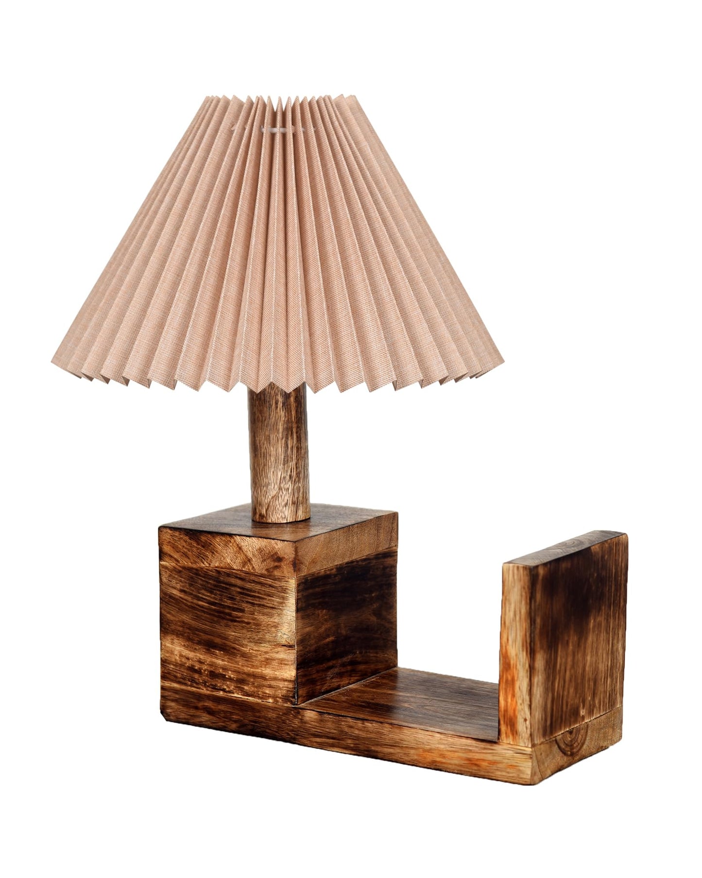 Wood Tripod Small Table Lamps, Rustic Antique Dimmable Bedside Lamp with Linen Lampshade, Nightstand Lamp for Nursery, Bedroom, Kid Room, Living Room,