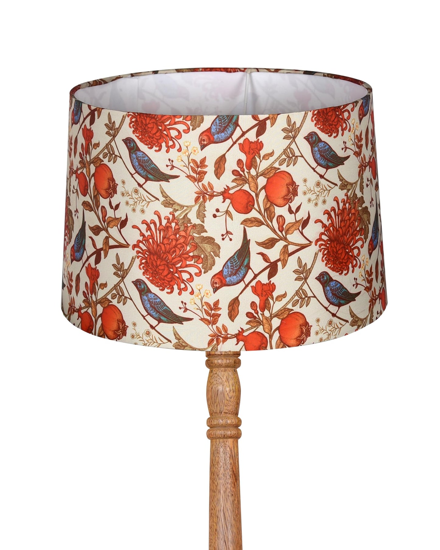 Homesake® Mid Century Modern Floor Lamp for Living Room | Hand turned | Corner Lamp for Living Room, Stand Lamp with Fabric Lampshade for Bedroom, Study Room and Office, (Vine and Flowers)