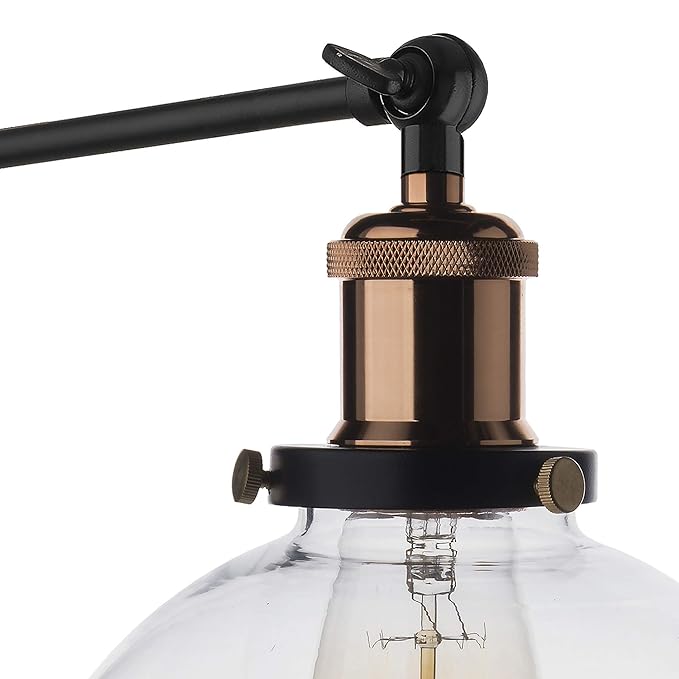Edison Industrial Glass Globe Wall Lamp, Vintage Industrial Loft, E27 Holder, Decorative, Swing Wall Light, Filament/LED