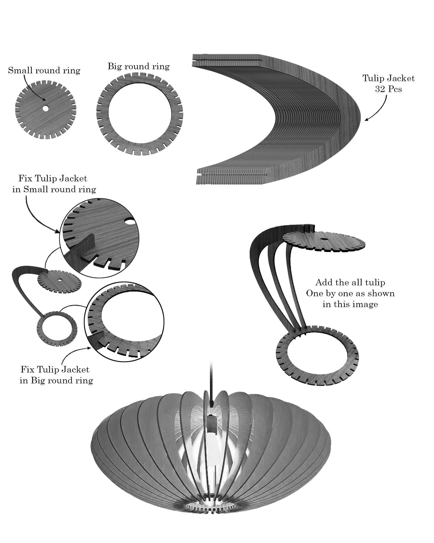 Homesake® Handcrafted Wooden Pendant lamp, Design Ceiling lamp,Hanging lamp Home decor Chandelier Light | E27 Bulb Included | Decoration for restaurants, Hotel, Home,Bedroom, Dining & Café