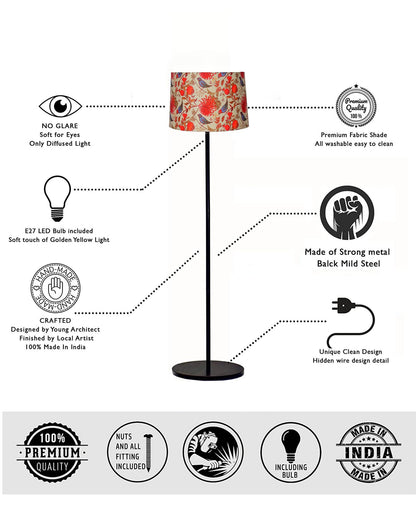 Homesake® Rustic Wooden Base Floor Lamp for Living Room | Decorative Night Standing Lamp | Corner Lamp for Living Room | Antique Industrial Vintage Minimalist Home | Office-Bird