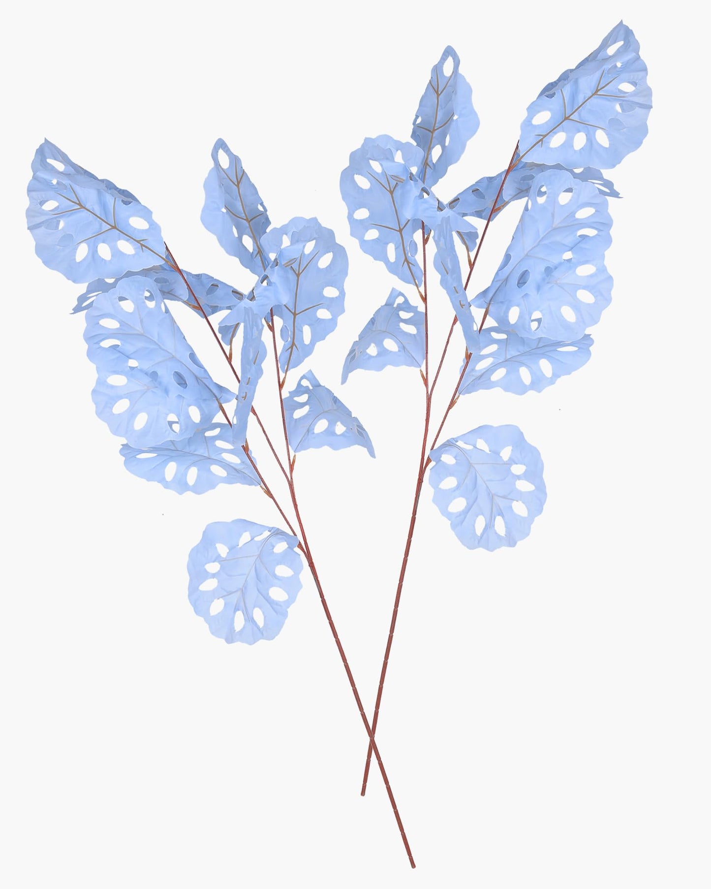 Homesake® Faux Long Monstera Leaf Stems, Set of 2 Artificial Branches with 5 Sticks Each, Pot Not Included, Decorative Plant for Vase, Tabletop, Living Room, Home Décor, Green