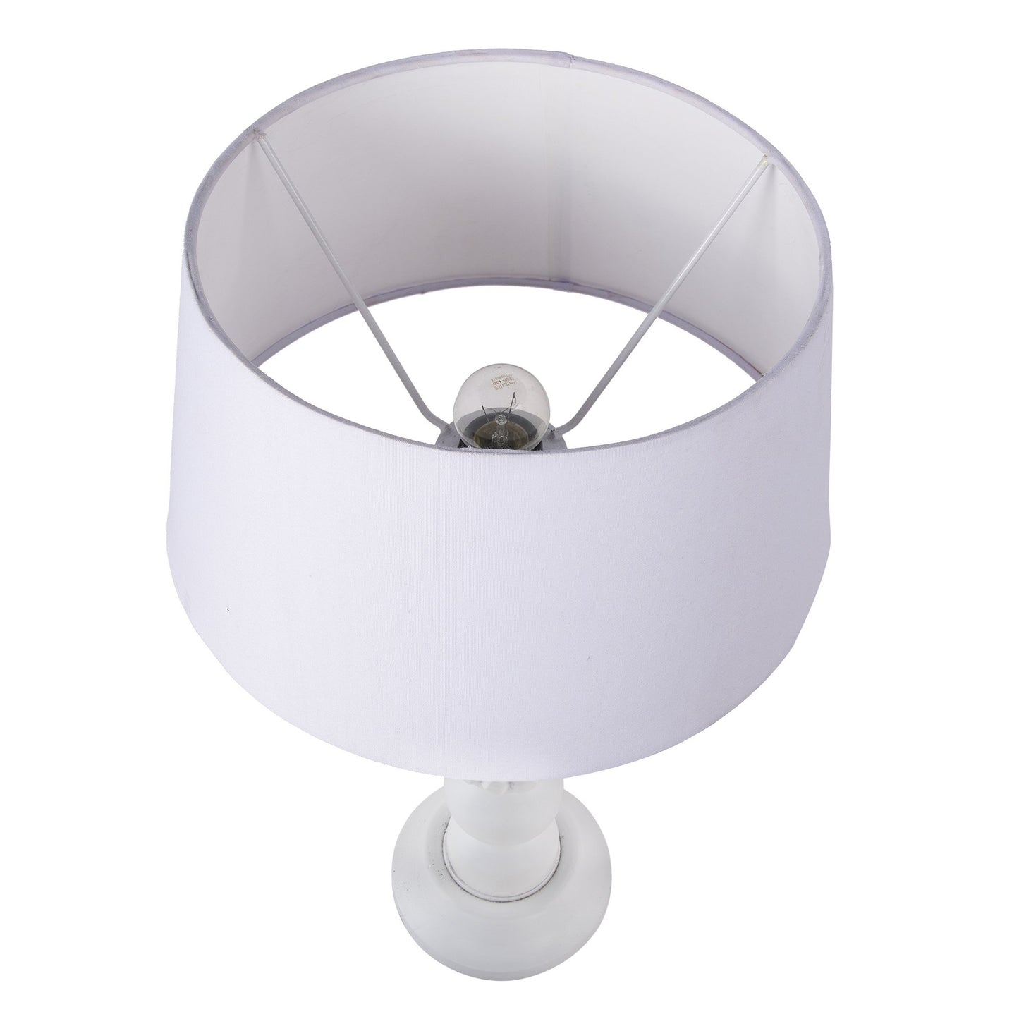 Homesake® Eureka Polka White Wood Table Lamp with White Drum Shade for Living Room, Home Decor, Bedroom