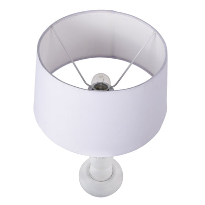 Homesake® Eureka Polka White Wood Table Lamp with White Drum Shade for Living Room, Home Decor, Bedroom