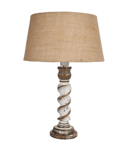 Signature Rustic Table Lamp set of 2, farmhouse Living Room Bedroom House Bedside Nightstand Home Office Reading Light, Rope Whitewash