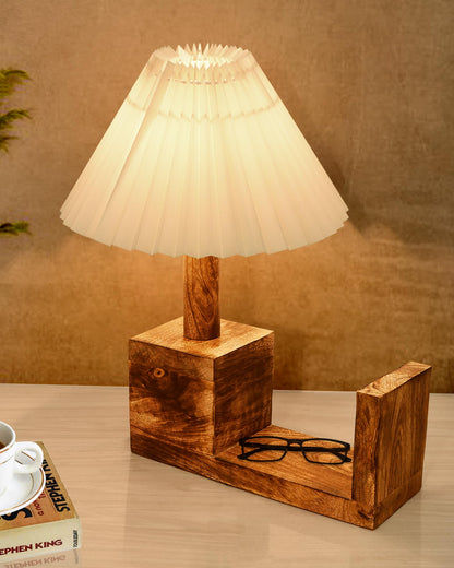 Rustic Book Shelf Table Lamp Bedside Antique Desk Lamps for Living Bedroom Study Night Desk Lamp E27 Holder, Fabric Shade