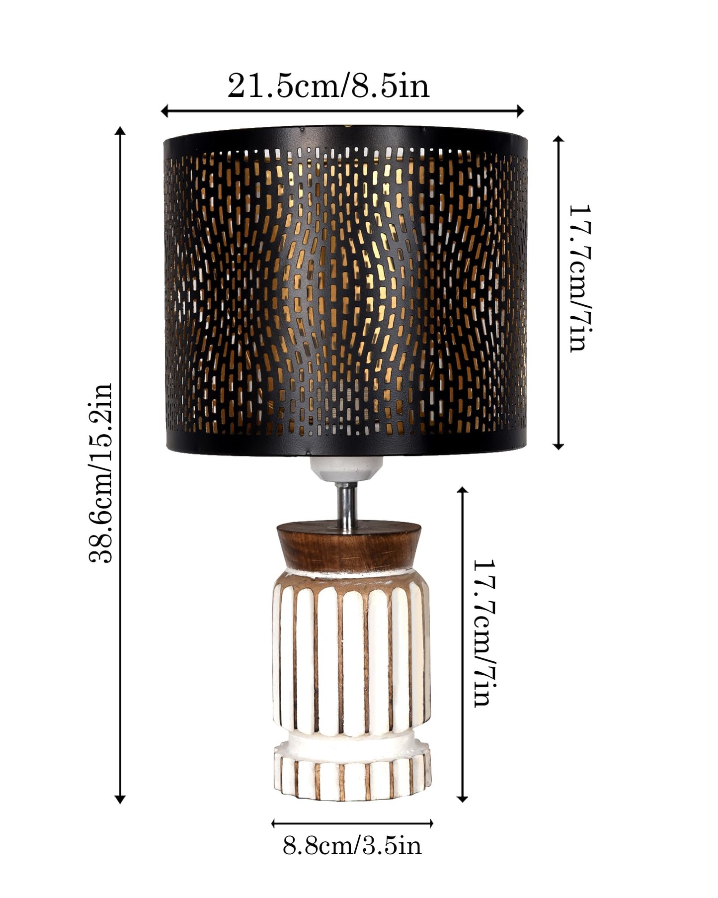 Homesake® Retro Farmhouse Table Lamp Wooden Base for Living Room Bedroom Rustic Linen Bedside Nightstand Lamps for Kids Room Study Office Home Decor Metal Shade