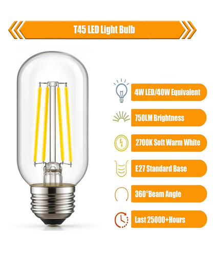 Homesake® Tubular, Radio Edison Tungsten Filament Vintage Antique Light Bulb E27 T45, Squirrel Cage, Energy Saving Light Bulb for Home, Office & Living Room, (Set of 1)
