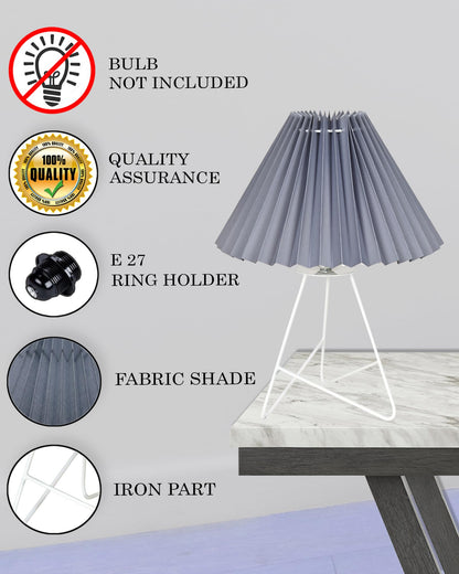 Retro Down to the Wire Metal Table Lamp with Fabric Shade, Bedside Lamp Gift Housewarming Home Living Room, Pleated shade