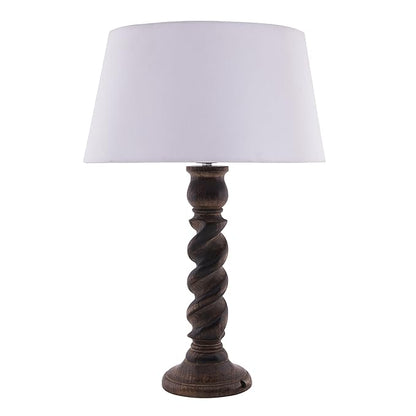 Classic Black Twister Table Lamp With White Drum Shade