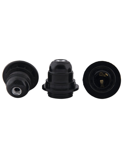 Edison Screw type holder, E27 black ring type for table lamps,PACK OF 3PCS