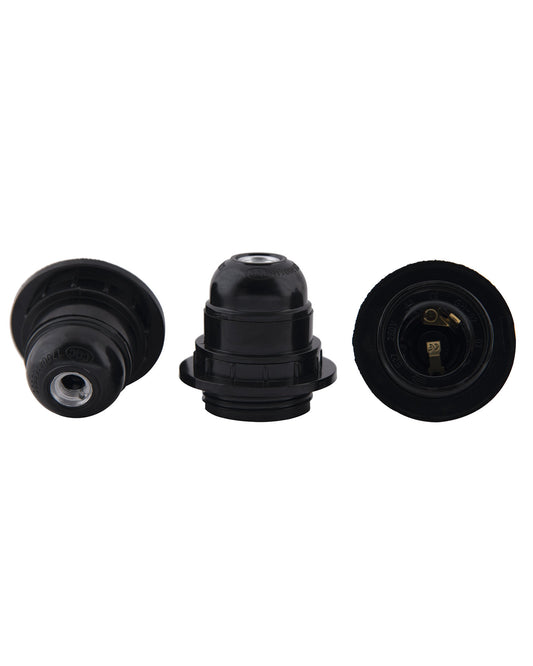 Edison Screw type holder, E27 black ring type for table lamps,PACK OF 3PCS