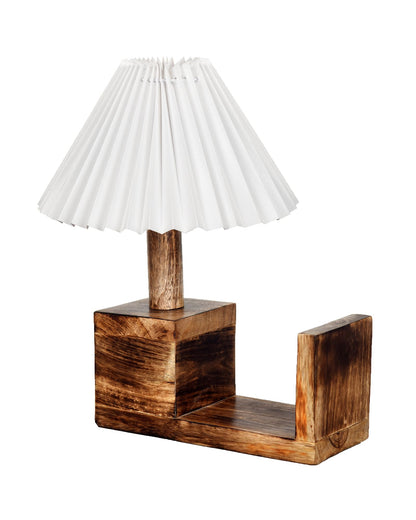 Rustic Book Shelf Table Lamp Bedside Antique Desk Lamps for Living Bedroom Study Night Desk Lamp E27 Holder, Fabric Shade