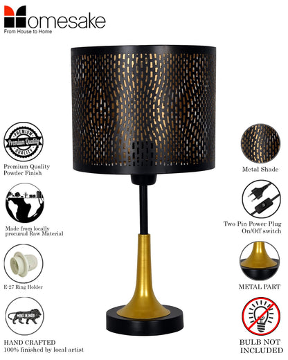 Rustic Farmhouse Metal Table Lamp Fabric Shade for Bedroom Living Room House Home Bedside Nightstand Office Family, Dual Color Trumpet Bell, Jute Cone