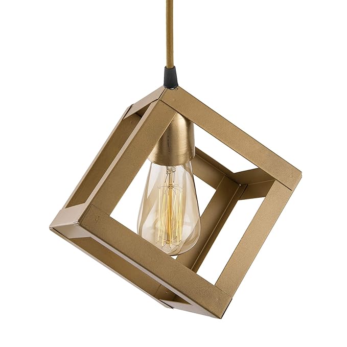 Edison Filament Hanging Golden Cube 6", E27 Holder, Decorative, URBAN Retro, nordic style, LED/filament bulb