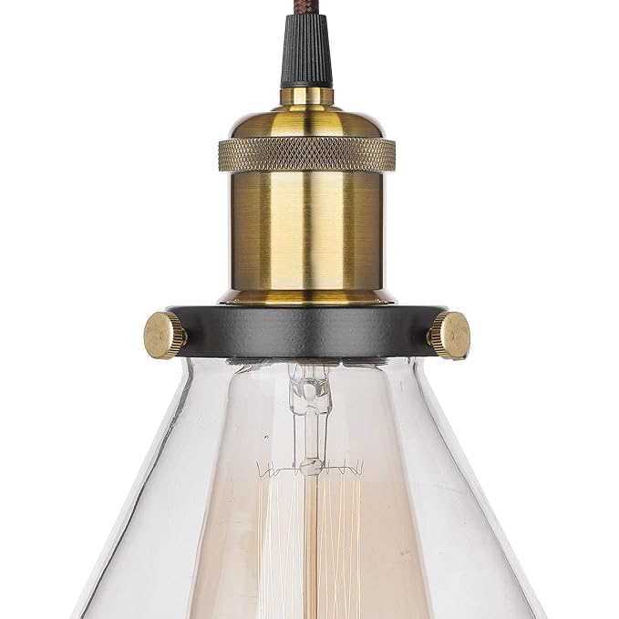 3-Lights Linear Cluster Chandelier Modern Glass Cone Shaped Hanging Light, Antique Socket, E27 Holder, Decorative, Black, URBAN Retro, Nordic Style