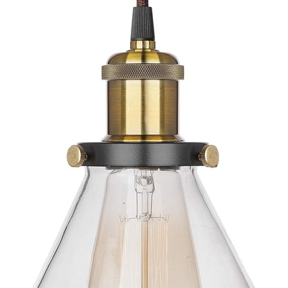 3-Lights Linear Cluster Chandelier Modern Glass Cone Shaped Hanging Light, Antique Socket, E27 Holder, Decorative, Black, URBAN Retro, Nordic Style