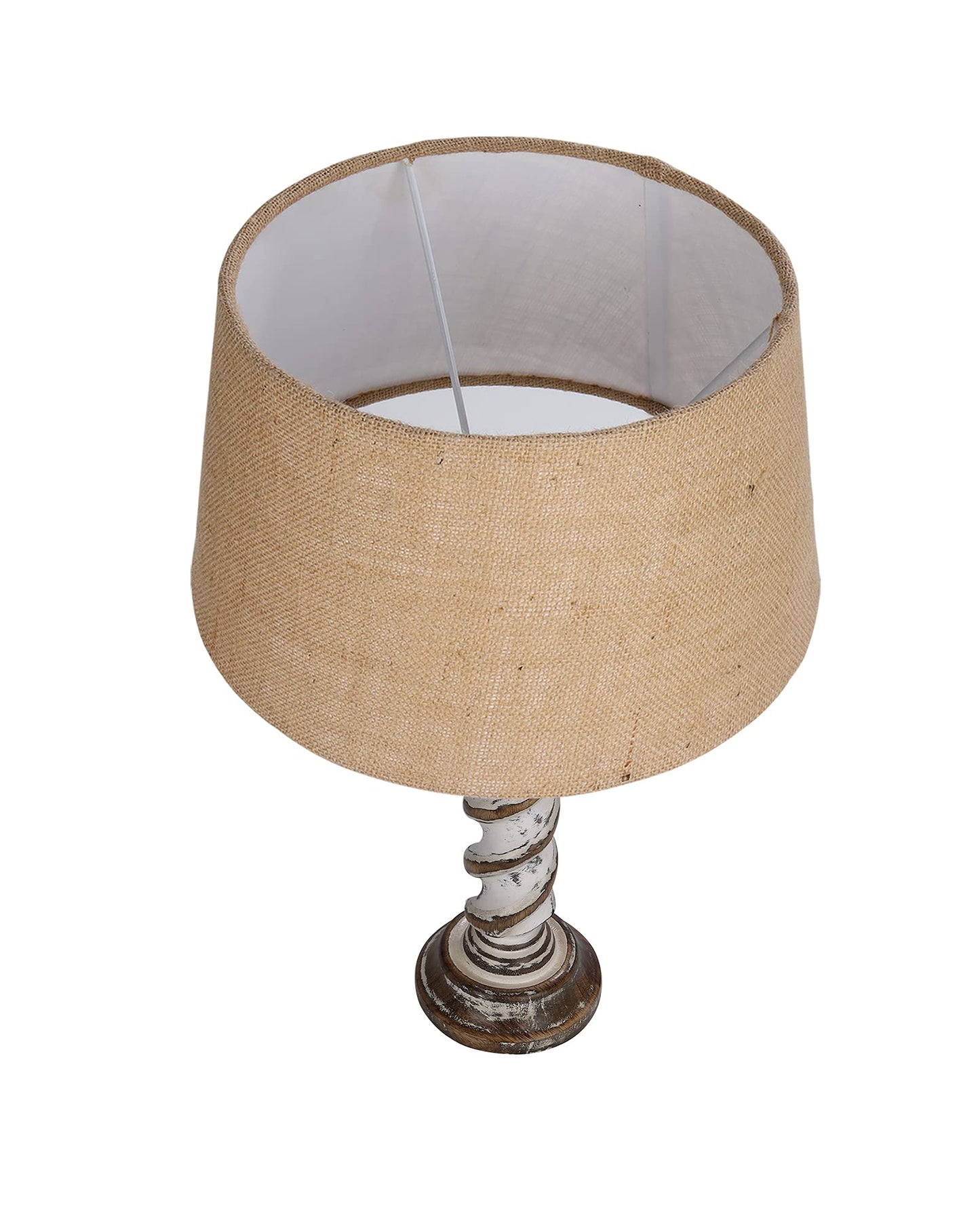 Signature Rustic Table Lamp set of 2, farmhouse Living Room Bedroom House Bedside Nightstand Home Office Reading Light, Rope Whitewash