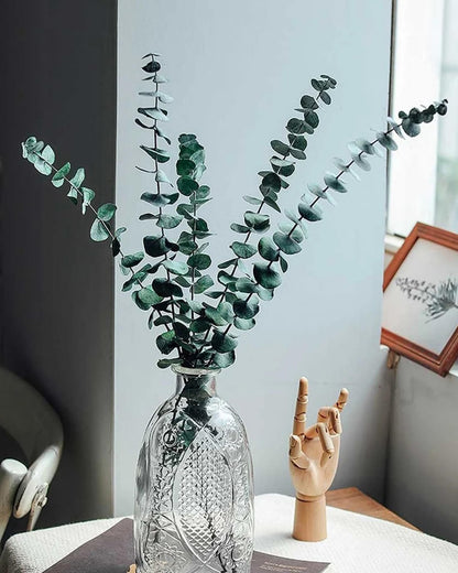 6 Pcs Preserved Dried Eucalyptus Stems, 17" Natural Branches for Shower Hanging, Real Dried Flowers for Vase Filler, Made from Fresh Eucalyptus Leaves, Garland, Wedding, DIY