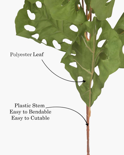 Homesake® Faux Long Monstera Leaf Stems, Set of 2 Artificial Branches with 5 Sticks Each, Pot Not Included, Decorative Plant for Vase, Tabletop, Living Room, Home Décor, Green