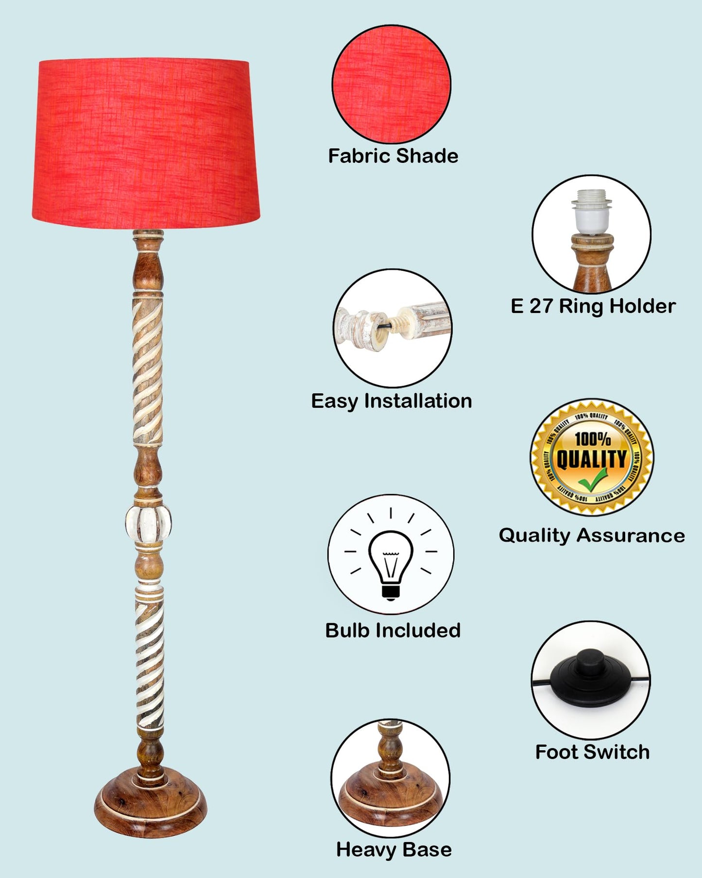 Classic Twister Antique white finish wooden floor lamp