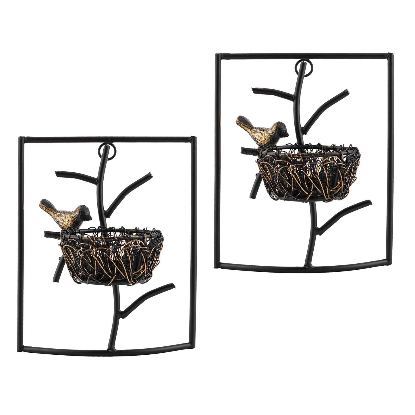Homesake® Decorative Wall Bird with Nest Leaf Tealight Holder, Antique Metal Wall Scone Candle Holder, Wall Decoration for Living Room Bedroom