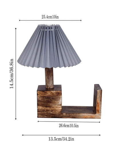 Rustic Book Shelf Table Lamp Bedside Antique Desk Lamps for Living Bedroom Study Night Desk Lamp E27 Holder, Fabric Shade