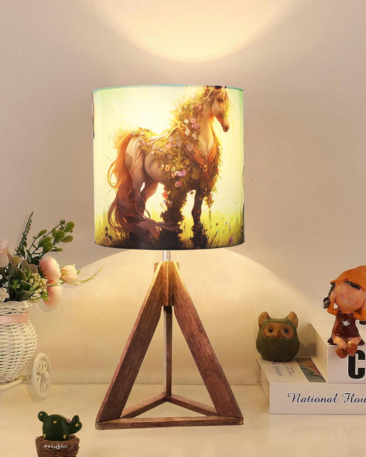 Industrial French Country Rustic Bedside Desk Nightstand Lamp for Bedroom Living Room Office College Bookcase, Dark Burn Finish, Triangle