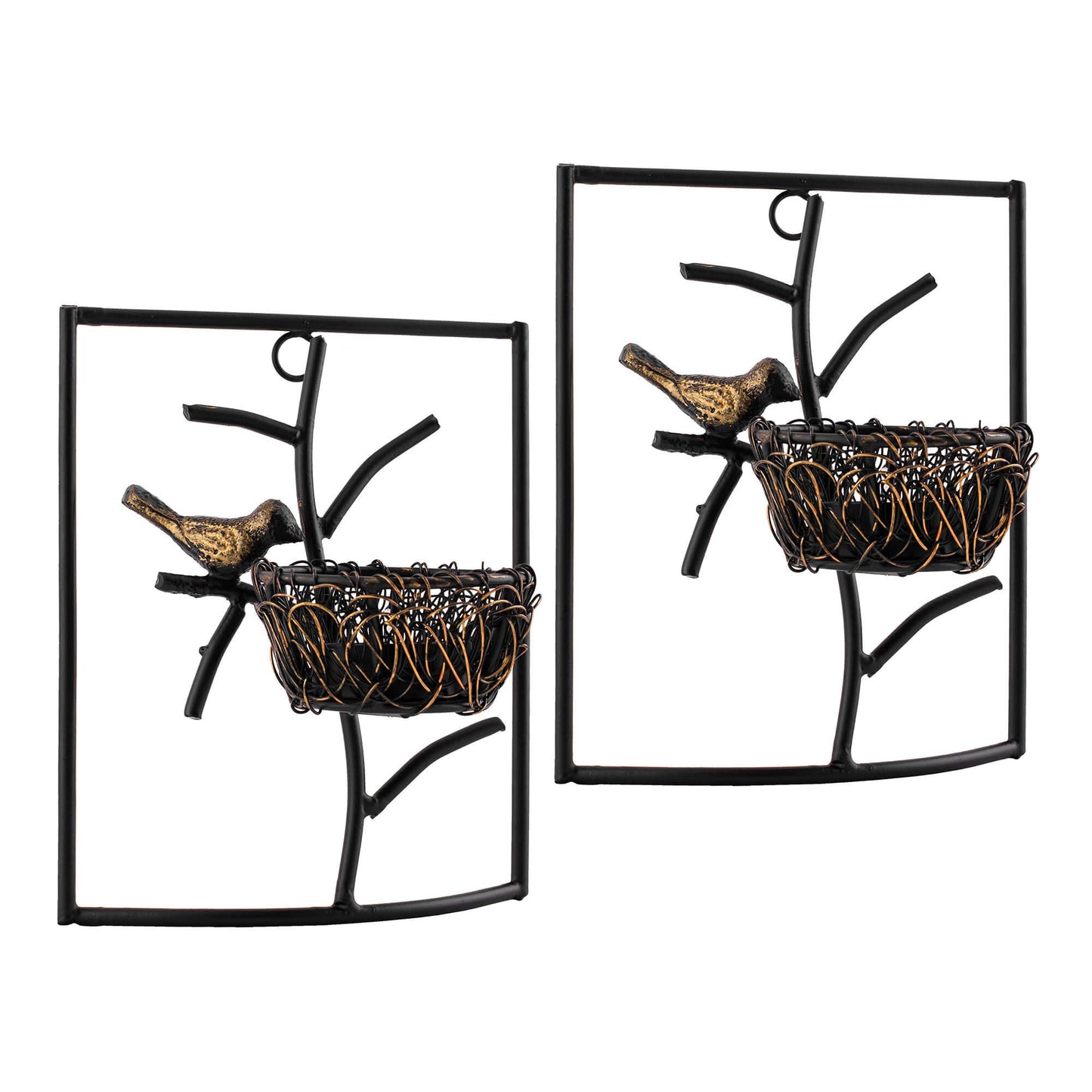 Homesake® Decorative Wall Bird with Nest Leaf Tealight Holder, Antique Metal Wall Scone Candle Holder, Wall Decoration for Living Room Bedroom