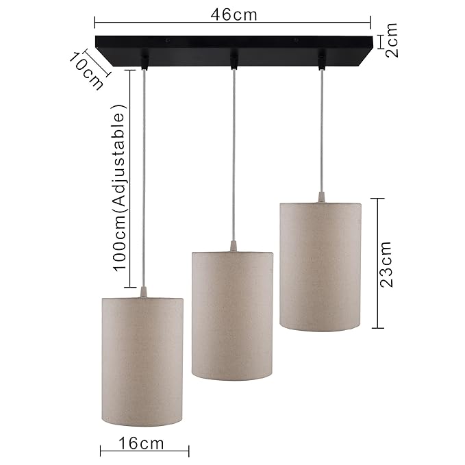 3-lights Linear Cluster Chandelie shade hanging Pendant Light, kitchen area and dining room light