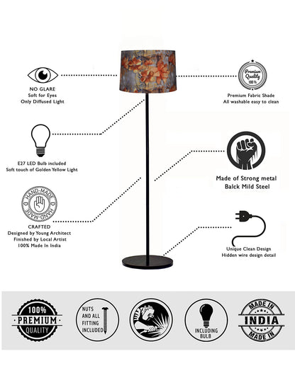 Homesake® Rustic Wooden Base Floor Lamp for Living Room | Decorative Night Standing Lamp | Corner Lamp for Living Room | Antique Industrial Vintage Minimalist Home | Office-Bird