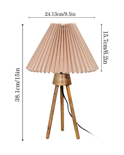 Wood Tripod Small Table Lamps, Rustic Antique Dimmable Bedside Lamp with Linen Lampshade, Nightstand Lamp for Nursery, Bedroom, Kid Room, Living Room,