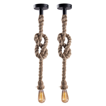 Homesake® B018 Edison Vintage Rope Hanging Ceiling Light (Black), Set of 2, Bulb not included