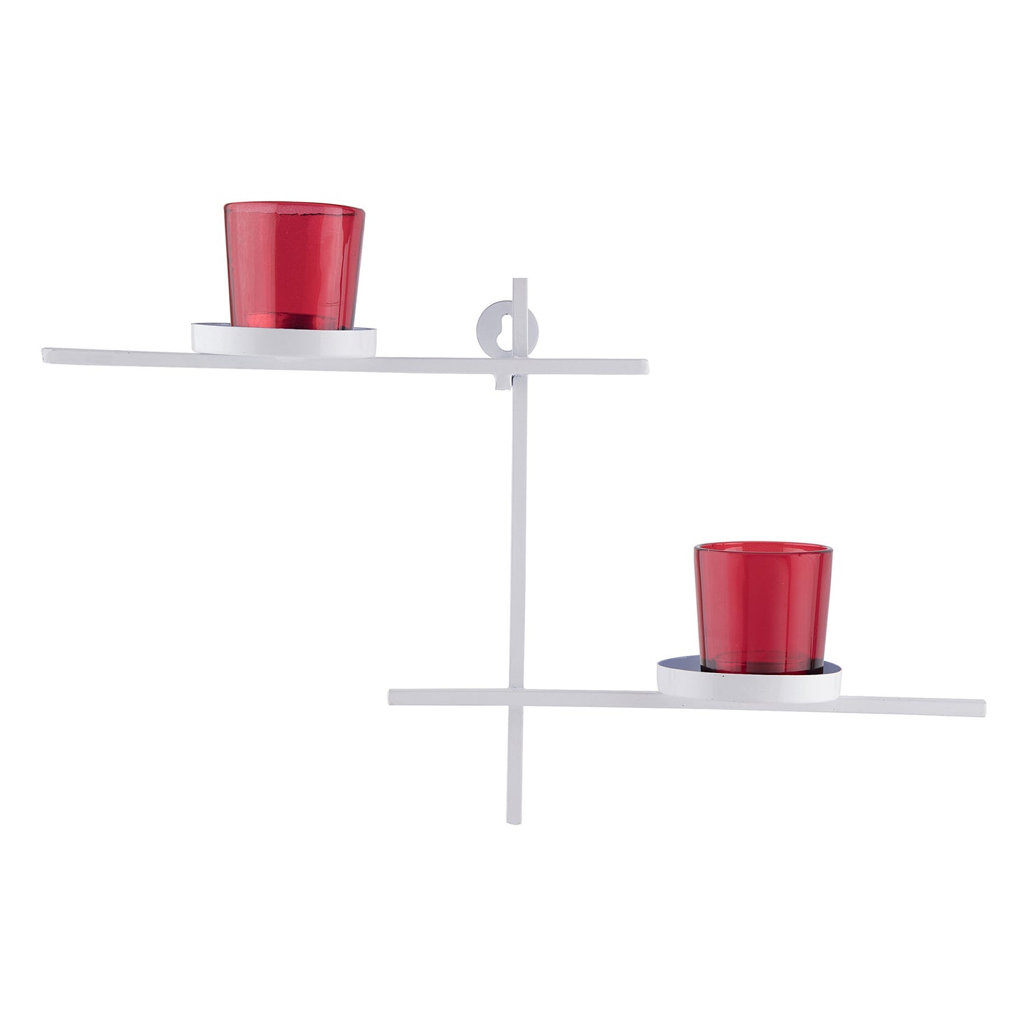 Homesake® White Scorching Ladder with Pair of Votive Red Wall Hanging Candle Tealight Holder, Set of 2