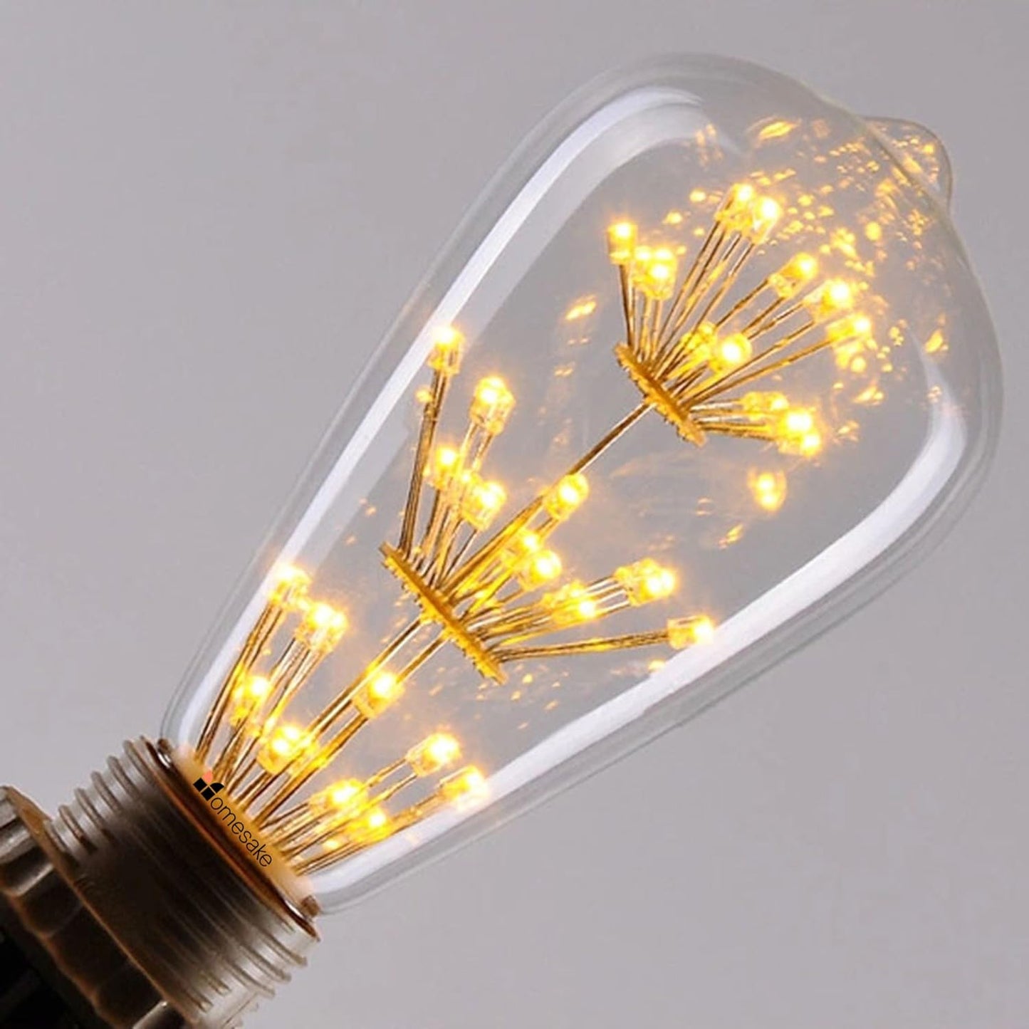 Pear Shape Vintage Edison LED Bulb ST64 Firework Tree Filament Bulb, E27 Lamp Holder, 3W Edison Star Decoration Bulbs